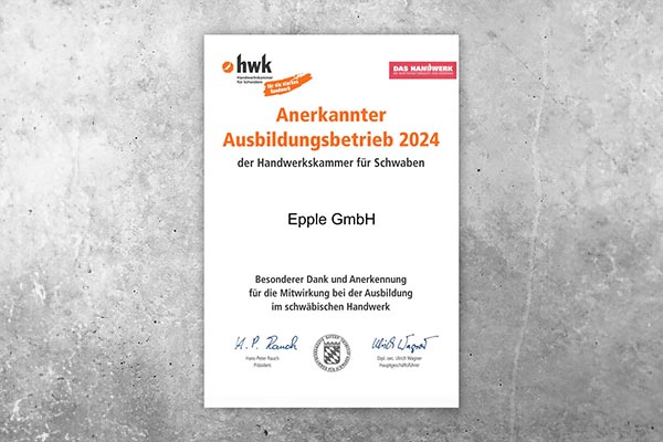 Auszeichnung 2024 der HWK - Für ein starkes Handwerk, auch in Zukunft.